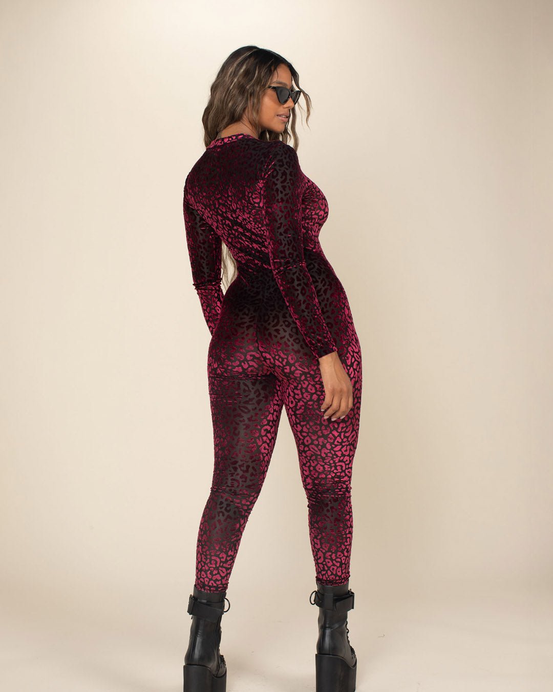 Women's Red Full Bodysuit | Ruby Leopard