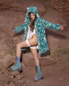 Classic Women's Faux Fur Coat | Aqua Cat