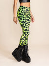 Women's Velvet Leggings | Neon Green Leopard
