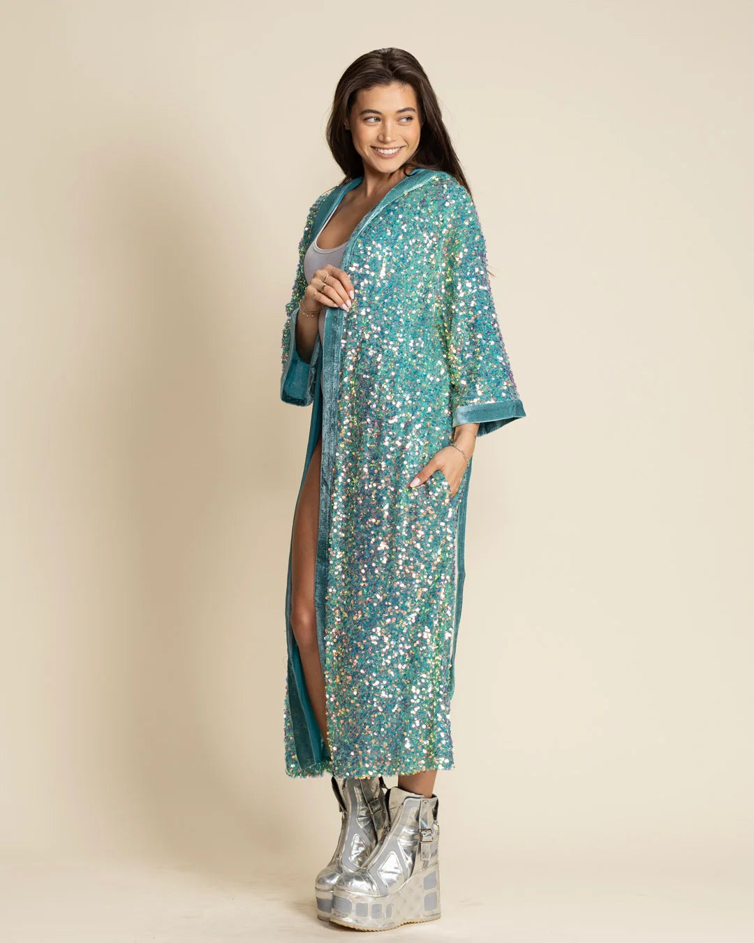Women's Sequin Kimono