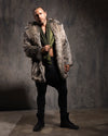 Hooded Men's Faux Fur Coat | Grey Wolf