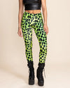 Women's Velvet Leggings | Neon Green Leopard