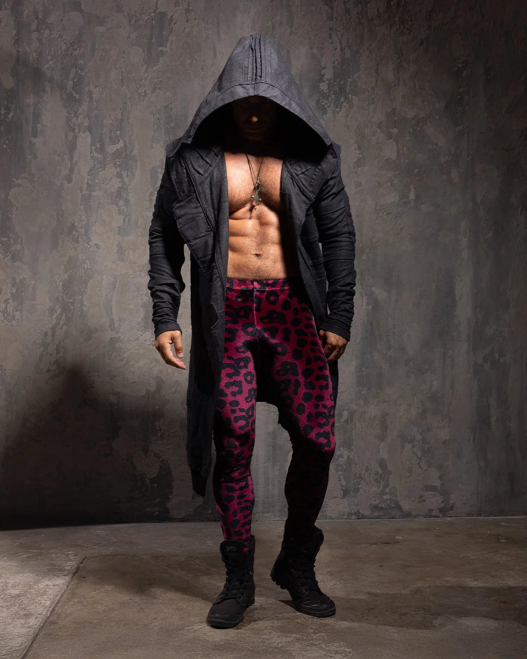 Men's Leggings Red | Burgundy Leopard