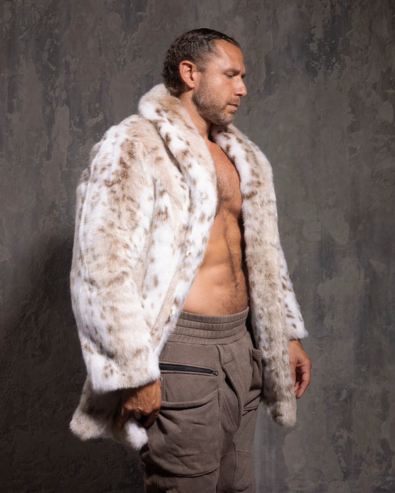 Men's Faux Fur Coat | Siberian Snow Leopard