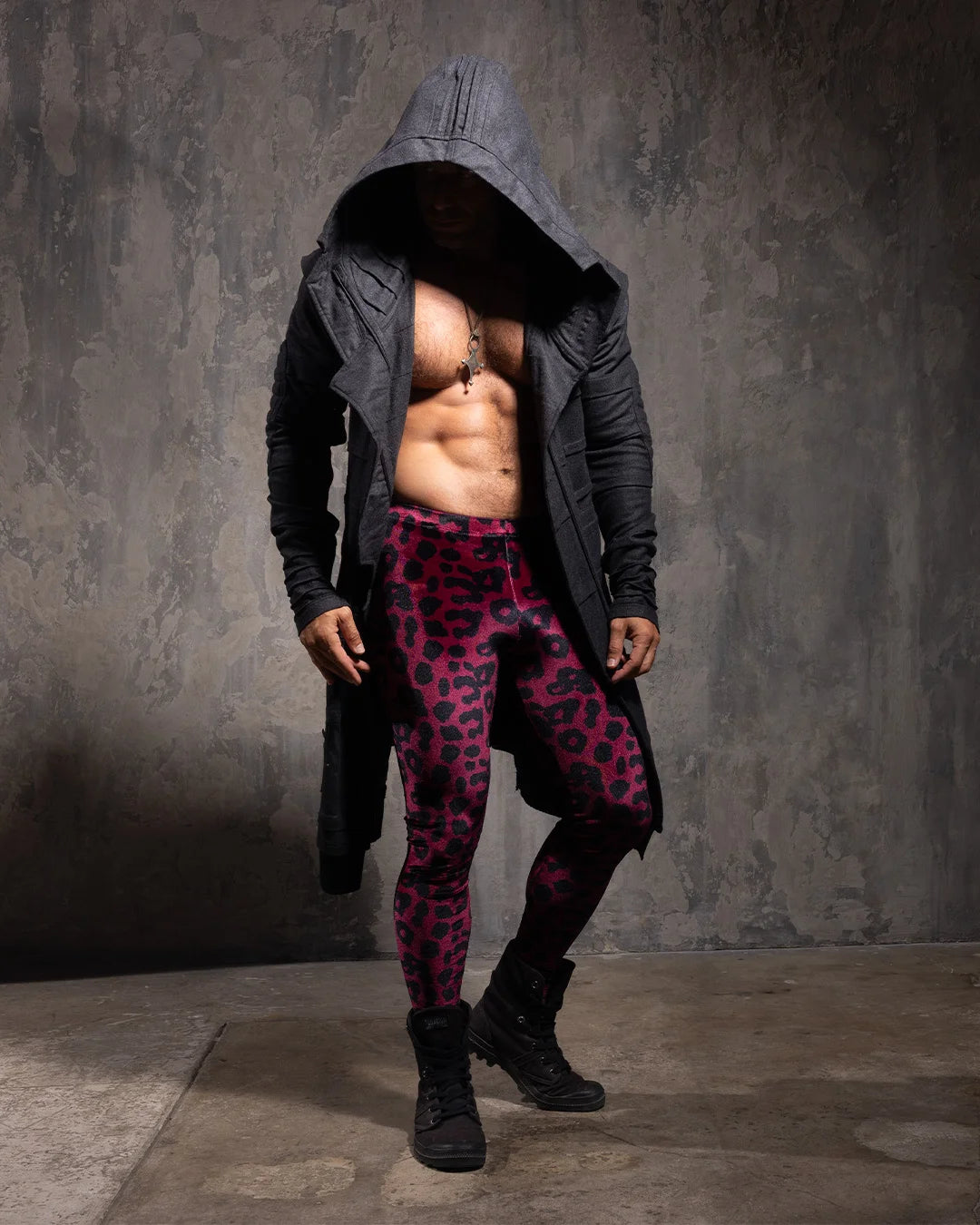 Men's Leggings Red | Burgundy Leopard