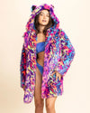 Classic Women's Pink & Blue Faux Fur Coat | Neon Disco Cat