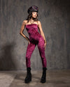 Women's Pink Strapless Full Bodysuit | Bordeaux Zebra