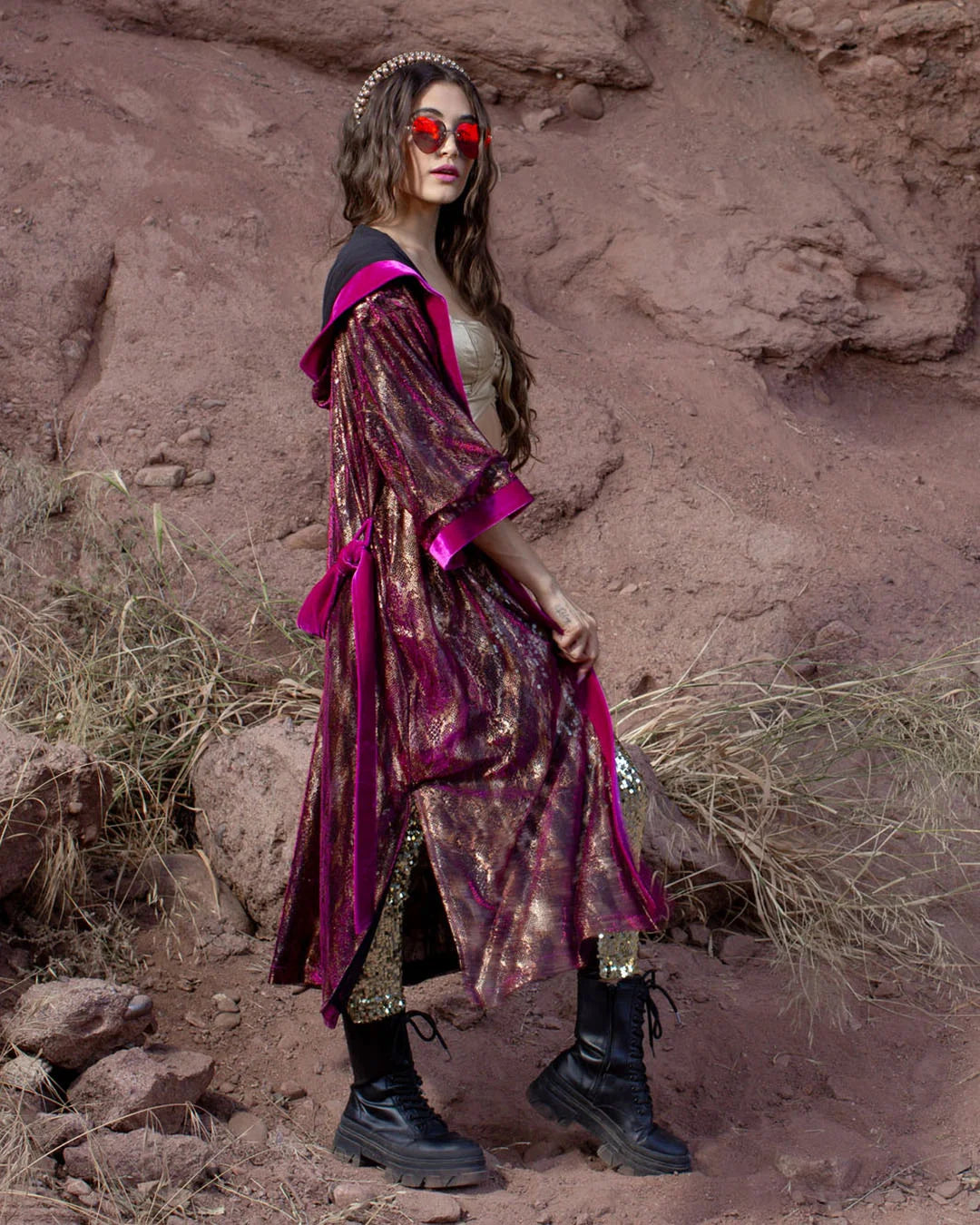Women's Festival Kimono | Metallic Rhodolite Python