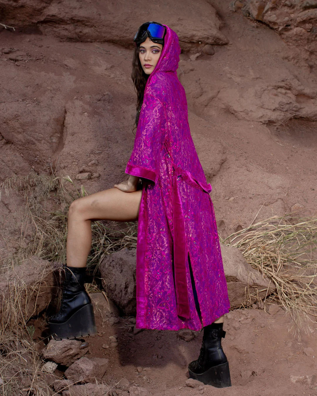 Women's Festival Kimono | Metallic Pink Butterfly