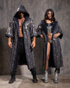 Women's Silver Sequin Kimono | Blue Denim Leopard