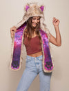 Collector Edition Platinum Fox Galaxy Faux Fur SpiritHood on Woman