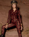 Women's Full Body Lace Bodysuit | Red Garnet Snakeskin