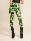 Women's Velvet Leggings | Neon Green Leopard