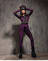 Women's Purple Full Bodysuit | Violet Leopard