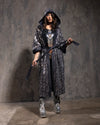 Women's Silver Sequin Kimono | Blue Denim Leopard