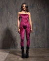 Women's Pink Strapless Full Bodysuit | Bordeaux Zebra