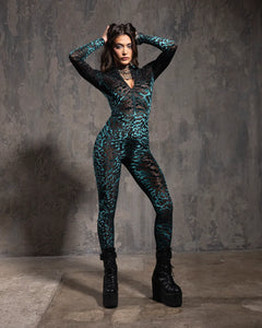 Women's Green Full Bodysuit | Emerald Tiger - SpiritHoods Women's Green Full Bodysuit | Emerald Tiger - SpiritHoods