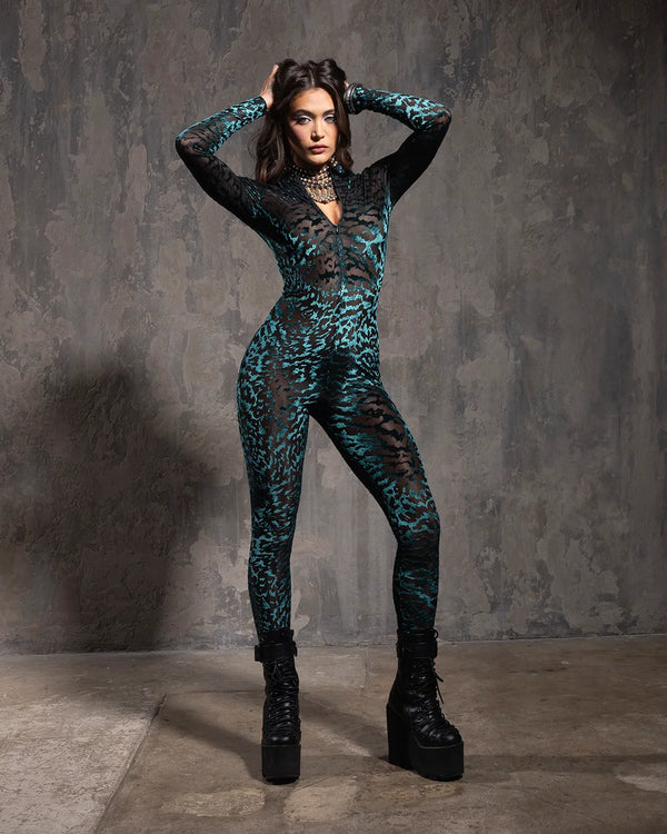 Women's Green Full Bodysuit Emerald Tiger SpiritHoods