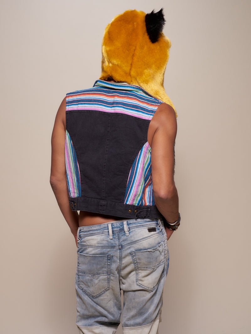 Man wearing Collector Edition Golden Wolf Luxe Faux Fur SpiritHood, back view