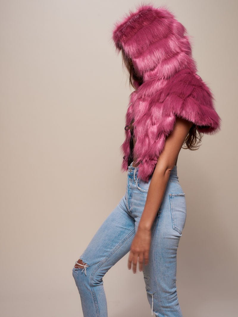 Limited Edition Rose Finch Faux Fur Shawl on Woman