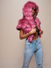 Limited Edition Rose Finch Faux Fur Shawl on Female Model