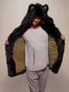 Man wearing Collector Edition Black Wolf Faux Fur Coat, front view 1
