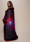 Female Wrapped in Faux Fur Luxury Garnet Galaxy Throw 