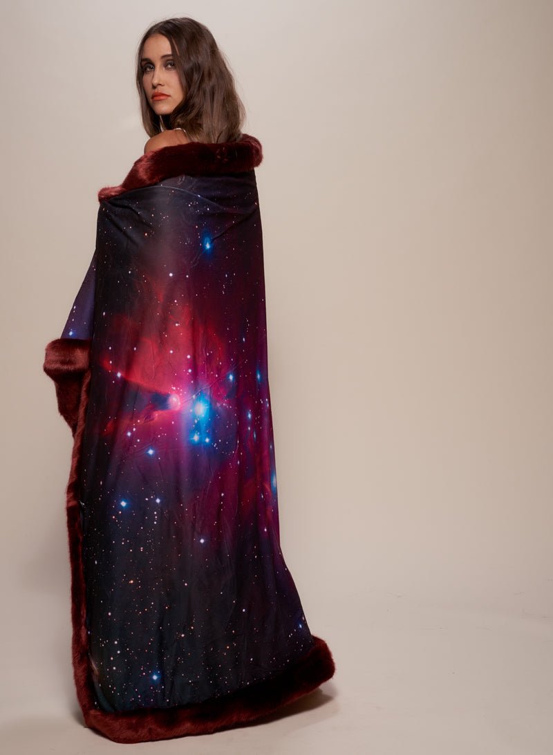 Female Wrapped in Faux Fur Luxury Garnet Galaxy Throw 