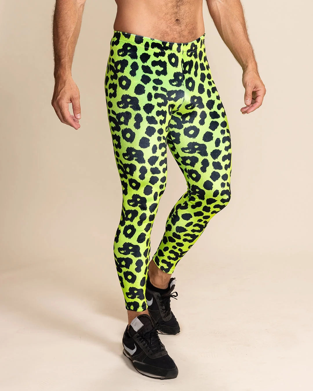 Men's Leggings Green | Neon Leopard