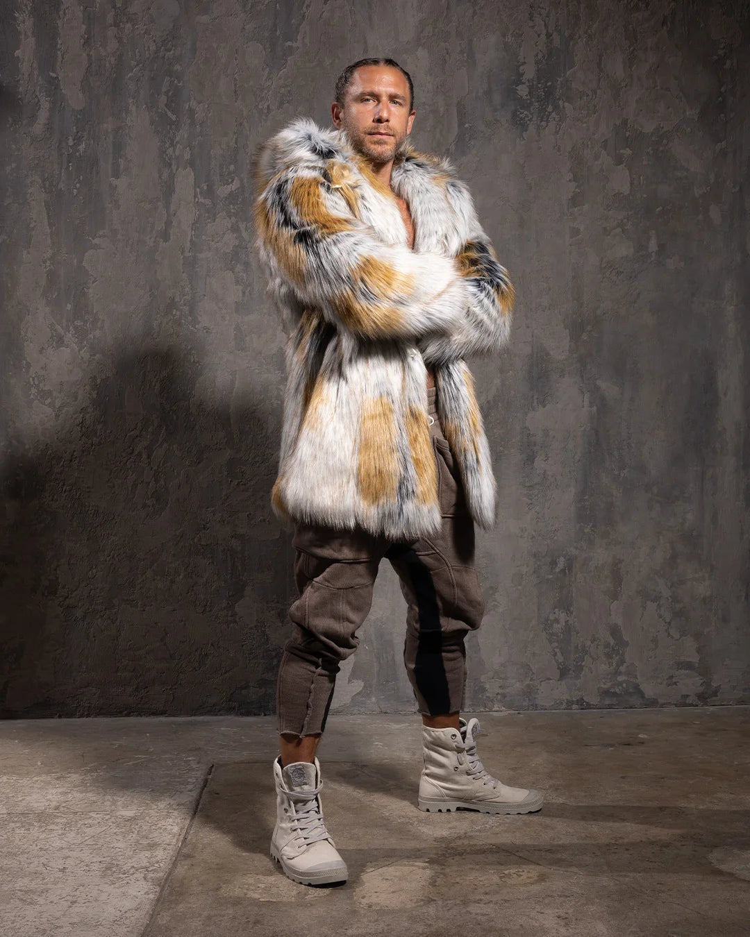Men's Faux Fur Coat with Hood | Arctic Fox - SpiritHoods Men's Faux Fur Coat with Hood | Arctic Fox - SpiritHoods