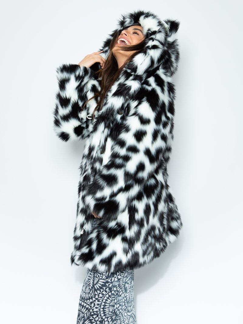 Classic Spotted Leopard Hooded Faux Fur Coat 