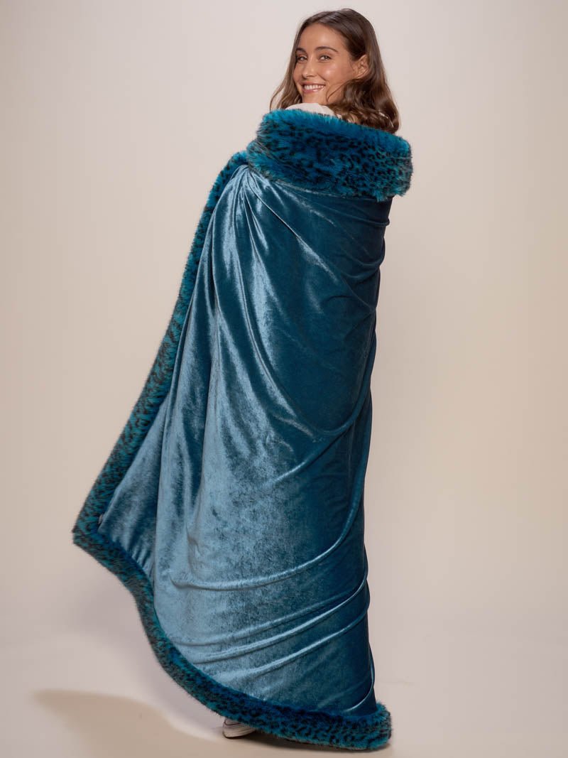 Female Wrapped in Ice Leopard Faux Fur Throw