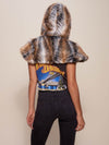Back View of Red Tail Hawk Faux Fur Shawl