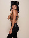 Woman wearing Faux Fur Black Wolf Half Hood SpiritHood