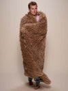 Man wrapped Alpaca Faux Fur Throw, side view