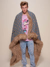 Man wrapped in Alpaca Faux Fur Throw