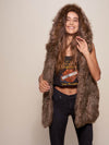 Hooded Faux Fur Vest with Nighthawk Design