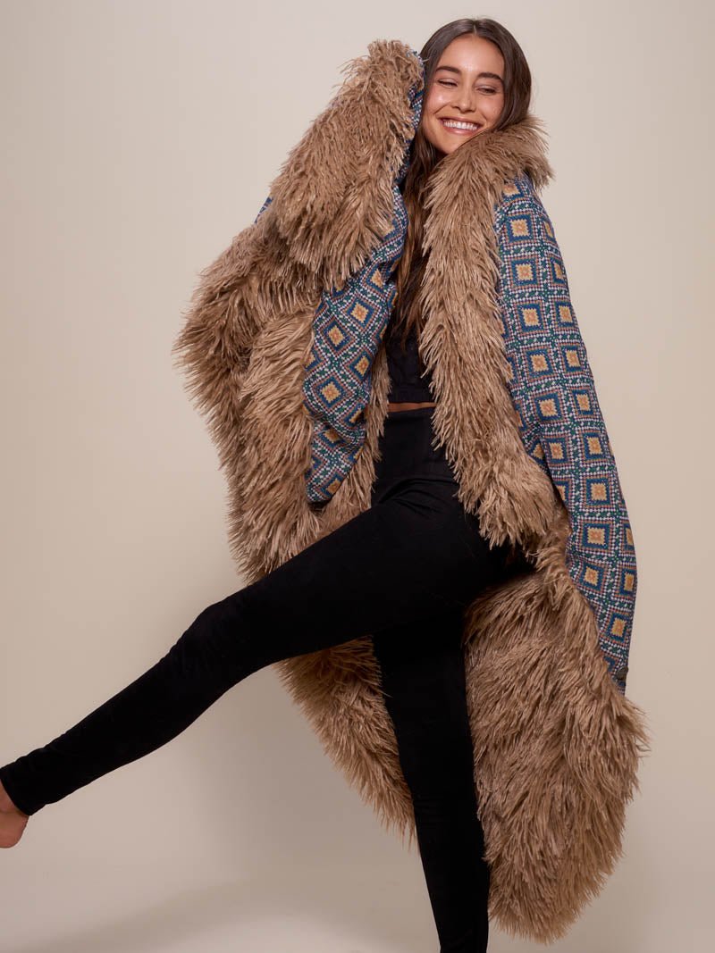 Woman wrapped Alpaca Faux Fur Throw