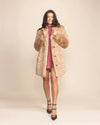 SpiritHoods Women's cougar tan coat with an oversized collar, offering endless styling options for all-year wear.