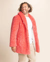 Luxury men's Pink Panther fur parka for festivals like burning man, made from premium 100% fake fur.