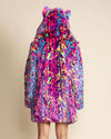 Classic Women's Pink & Blue Faux Fur Coat | Neon Disco Cat