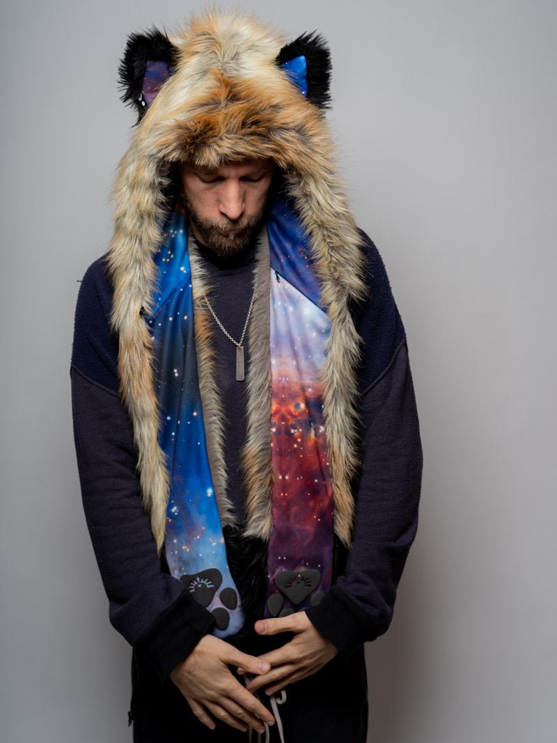 Man wearing faux fur Red Fox 2.0 Galaxy CE SpiritHood