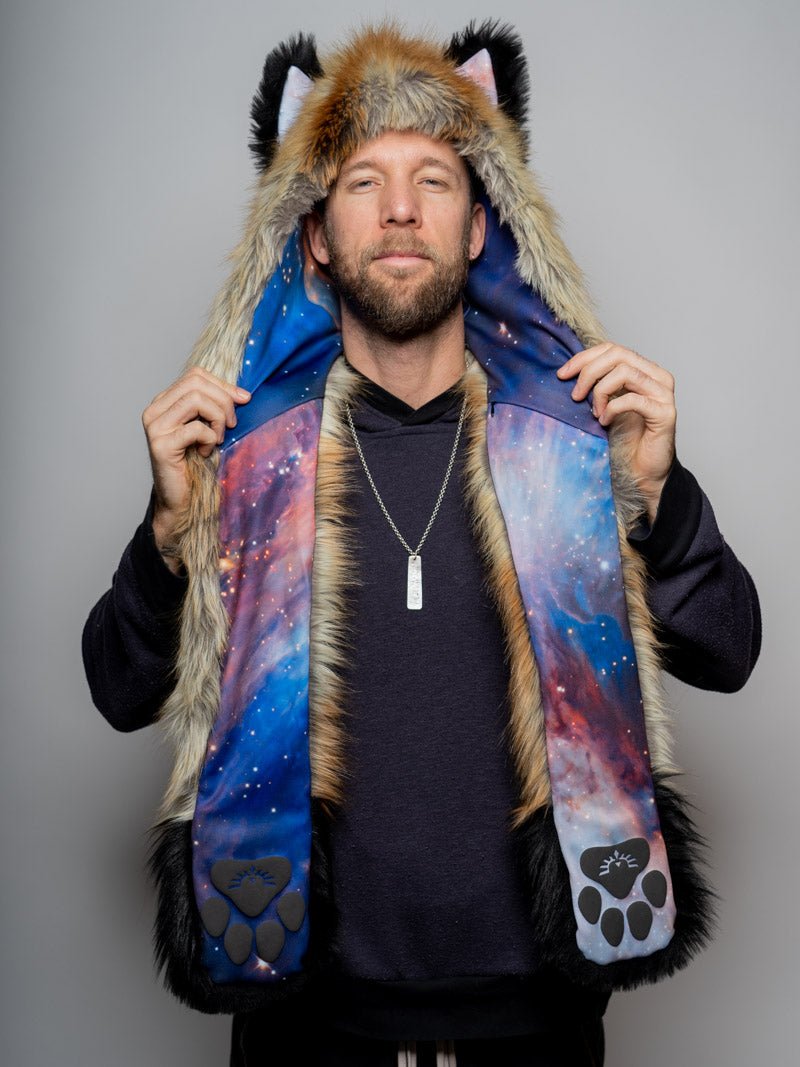 Man wearing faux fur Red Fox 2.0 Galaxy CE SpiritHood