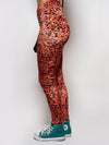 Side View of Poly-Velvet Leggings Featuring Sunrise Cheetah Design