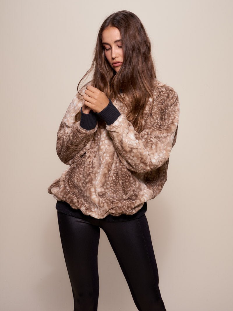 Brown and Beige Iberian Lynx Luxe Sweater on Female
