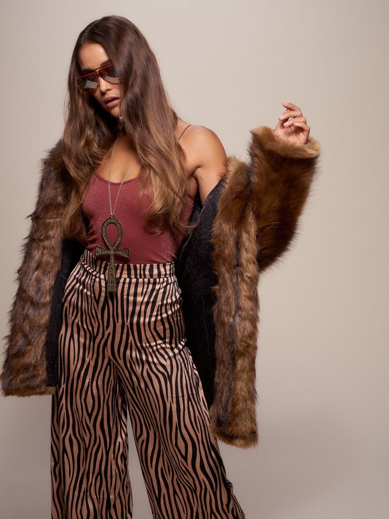 Classic Tawny Wolf Faux Fur SpiritHoods Coat with Hood