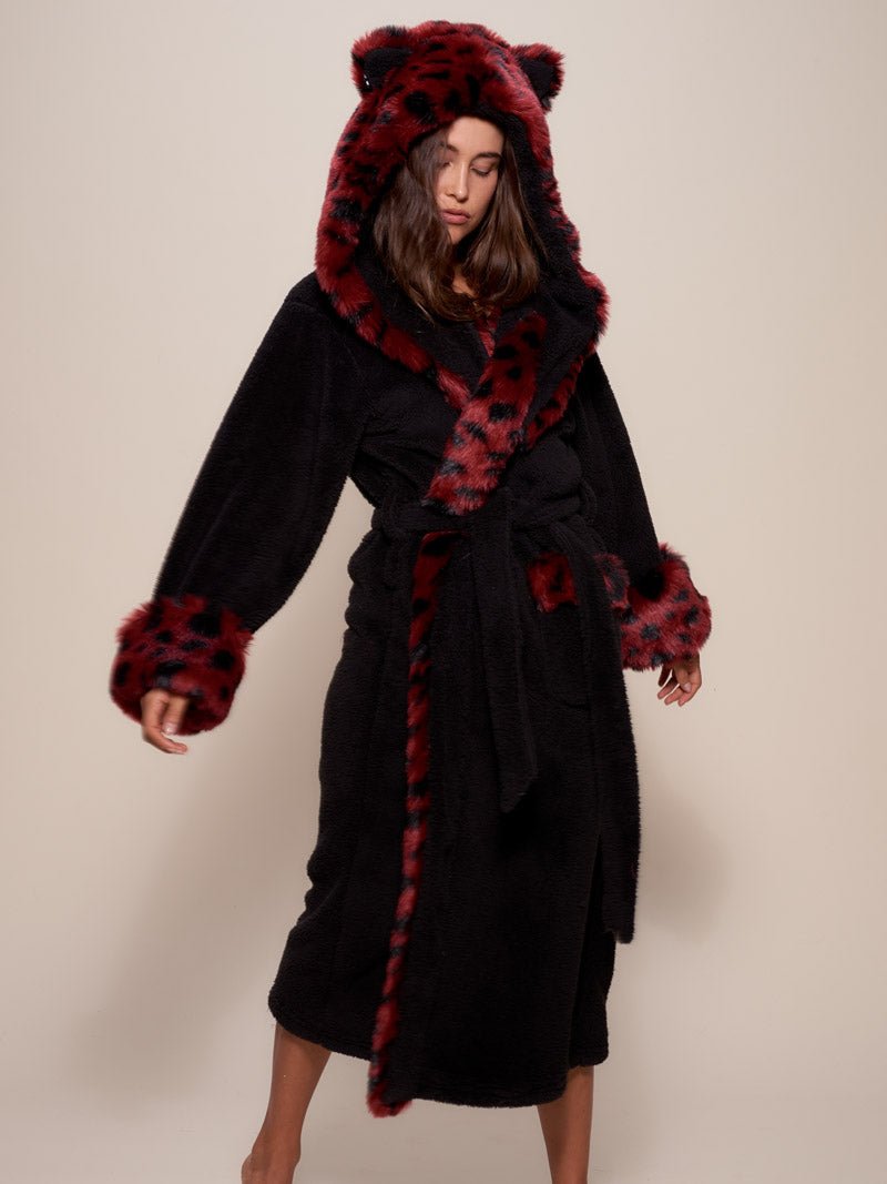 Fancy Fur Robe Women's Faux Fur Robe With Hood & Ears Cuddle Plush Wild Cat - SpiritHoods