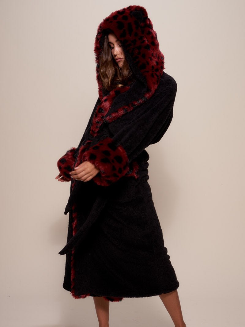 Fancy Fur Robe Women's Faux Fur Robe With Hood & Ears Cuddle Plush Wild Cat - SpiritHoods