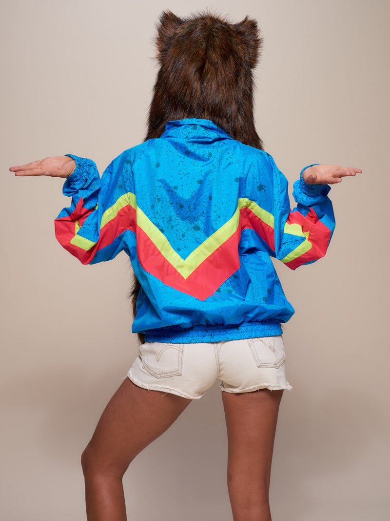 Woman wearing faux fur Limited Edition Forest Fox Unisex SpiritHood, back view 1