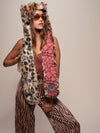 Exterior and Interior View of Collector Edition Leopard Faux Fur SpiritHood 